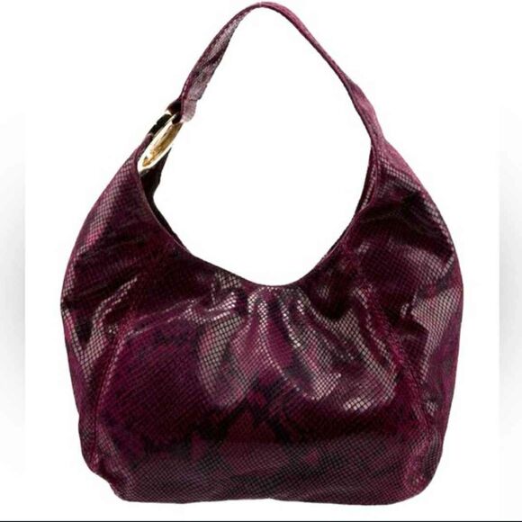 Michael Kors MK Fulton Snakeskin Animal Print Hobo Bucket Purse Handbag - Picture 1 of 9